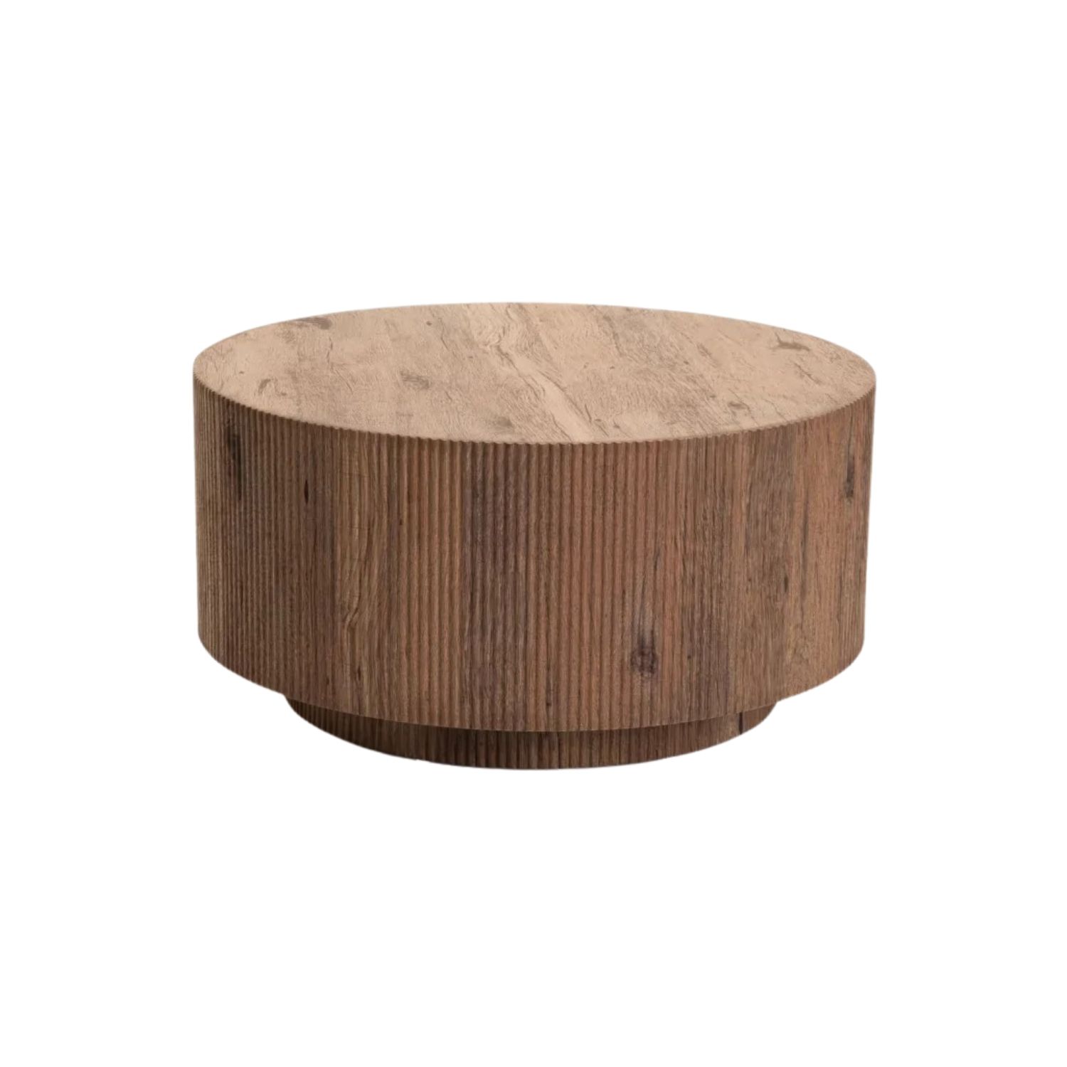 80cm Round Fluted Wood Effect Coffee Table