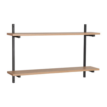 Atlas 2 Tier Floating Wall Shelf, Melamine, Powder Coated Steel