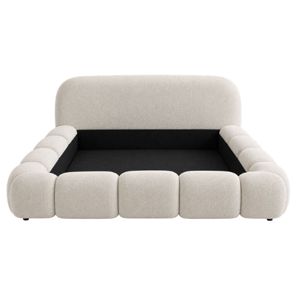 Califia Padded Upholstered Platform Bed Frame King Size - Cream