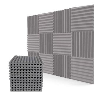 Echo-Less Acoustic Foam Wedge Panels Grey 2.5cm (12 Pack)