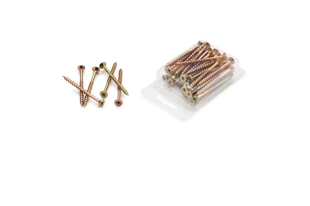 Chipboard Screws, Pozi, No.10, 5mm x 65mm, 40 pieces (4 pack) BY WOODLY
