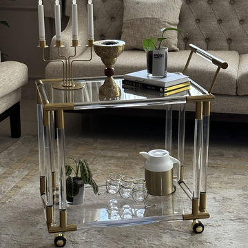 Taytum Lucite Tea/Bar Cart- gOLD