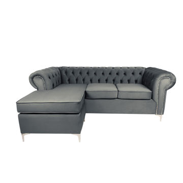 Odel Chesterfield 3 Seater Couch - Grey