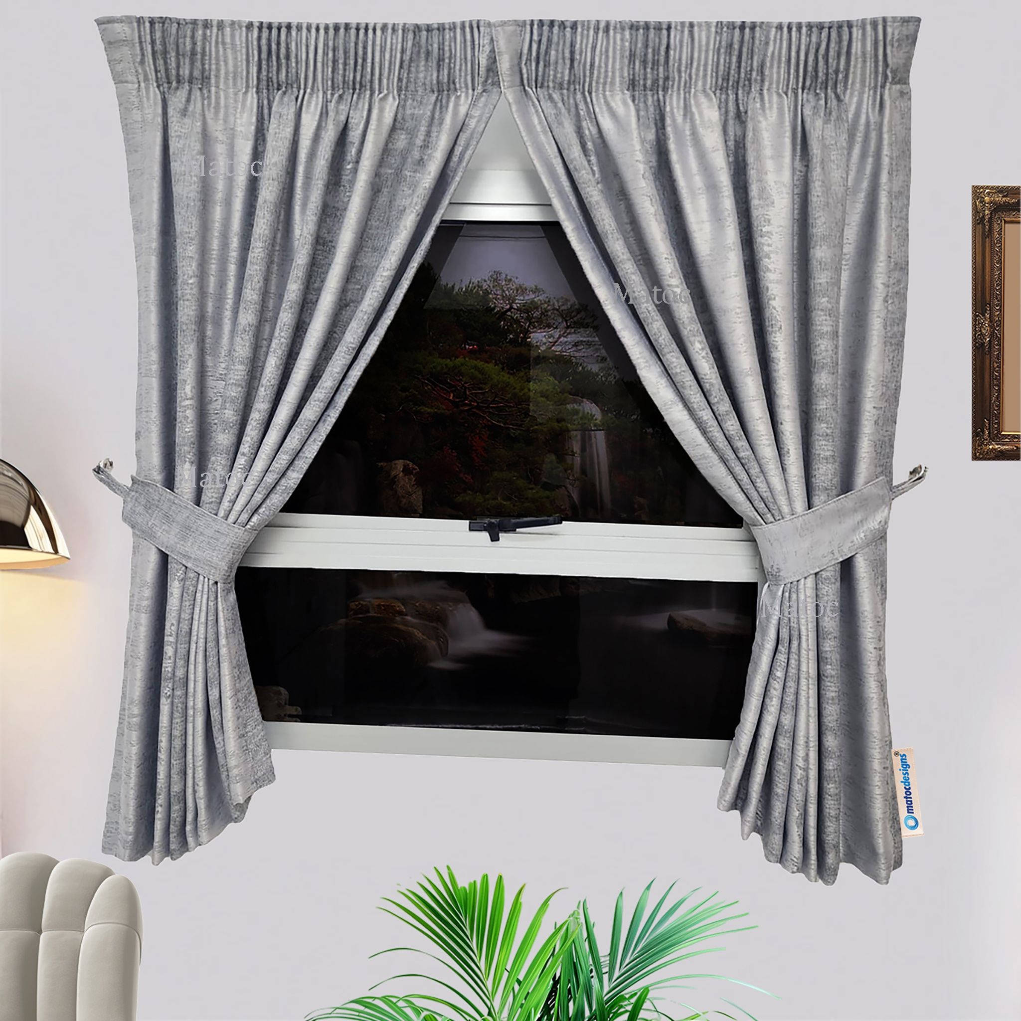 Matoc Designs Shorter Curtain - Abstract Striped Grey - Taped - 110cm W x 160cm H - Pack of 2