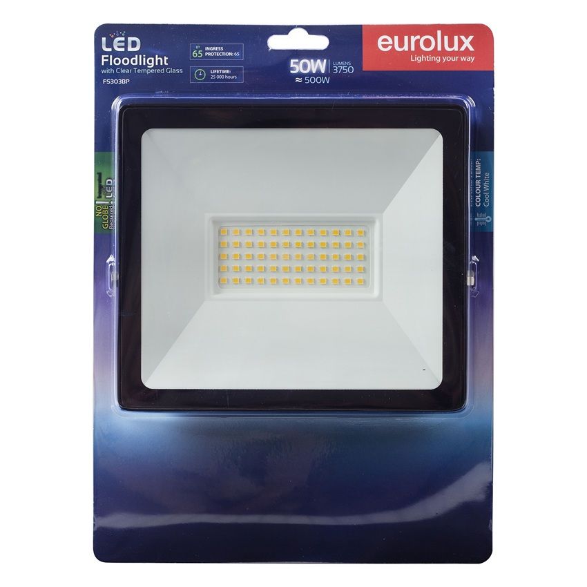Led 50W Floodlight Black With No Sensor Blister