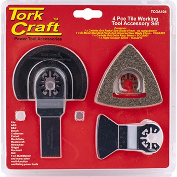 Quick Change Oscilating Tile Working Accessory Kit 4Pc