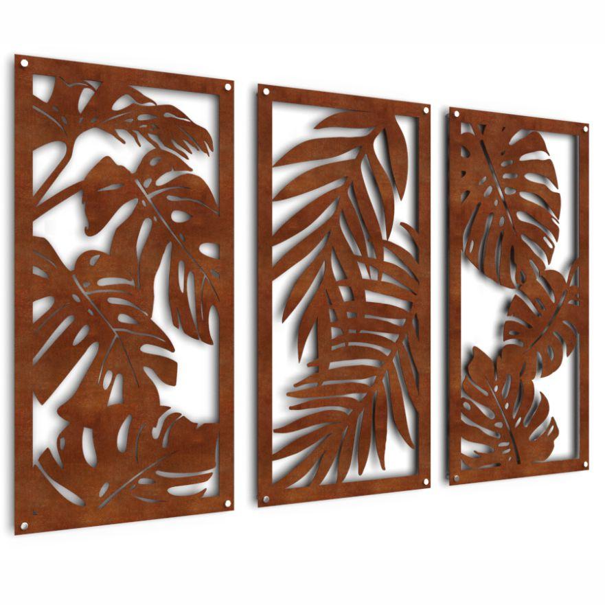 Rusted Tropical Leaves Metal Wall Art Home Décor 131x81cm - Unexpected Worx