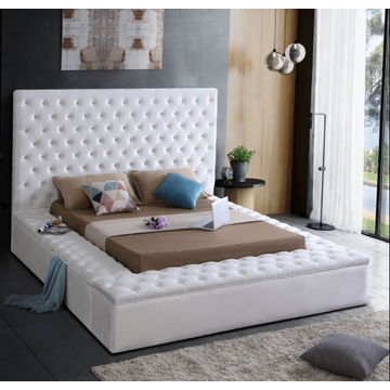 Gretta Storage Sleigh Bed King -Off White