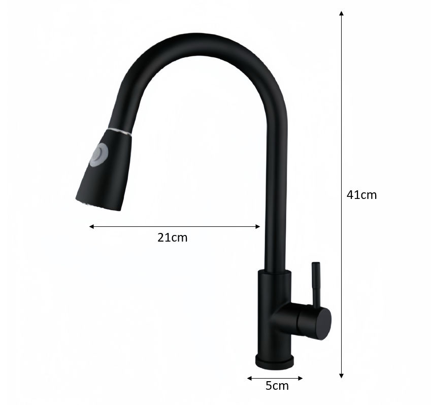 Pull Out Retractable Kitchen Faucet (Matt Black)