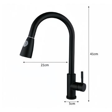 Pull Out Retractable Kitchen Faucet (Matt Black)