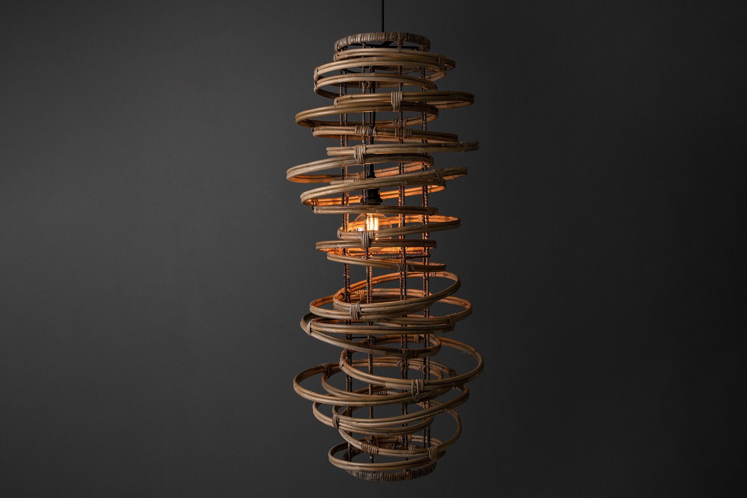 Arya Kubu Large Spiral Rattan Pendant Light
