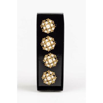Gold With Pearl Napkin Ring Set/4