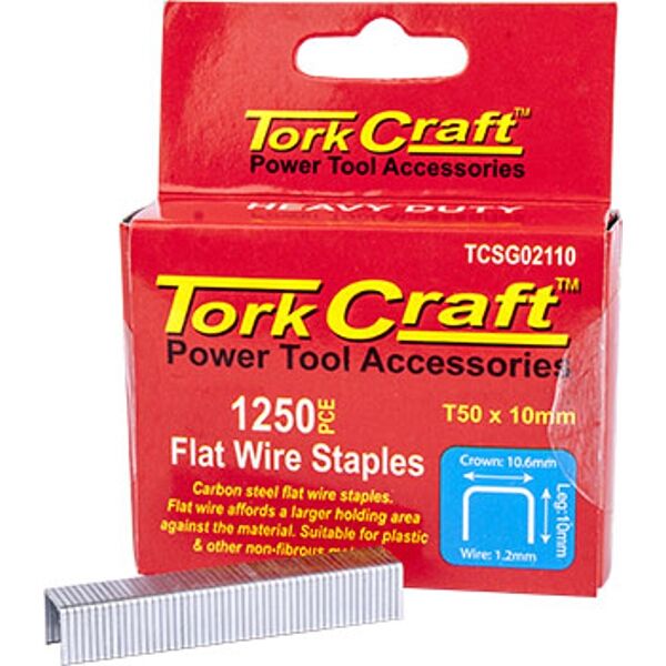 Flat Wire Staple 16G X10.6Mm X 10Mm T50 1250Pc C/Steel For Tcsg0210