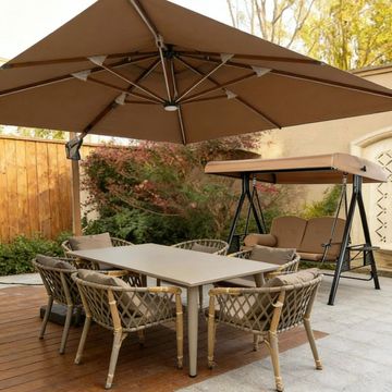 Madiega Furniture - Beige Patio Lounge Combo