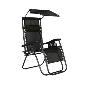 Sun Lounger Recliner Chair With Canopy Sunshade