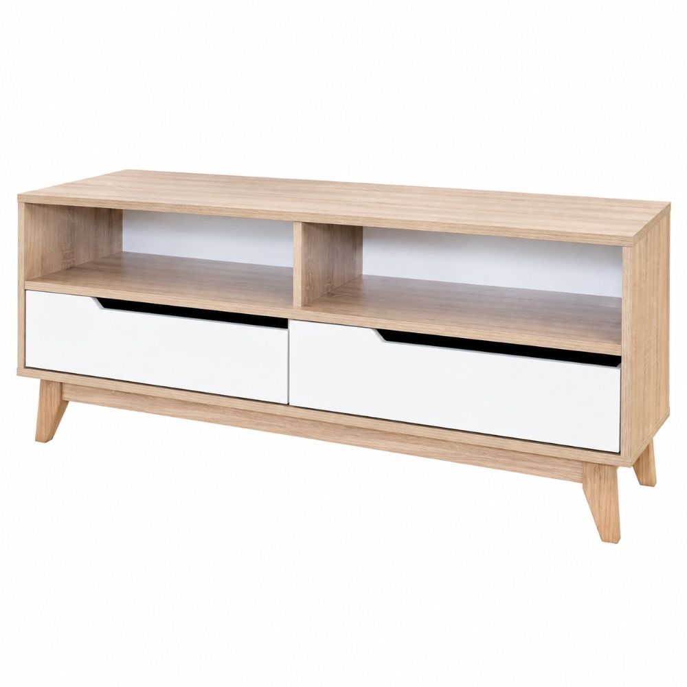 MP-Home and Kitchen Rodus 1.35 m TV Stand Kronberg Oak and White Plasma Unit 360 x 1350 x 560 mm