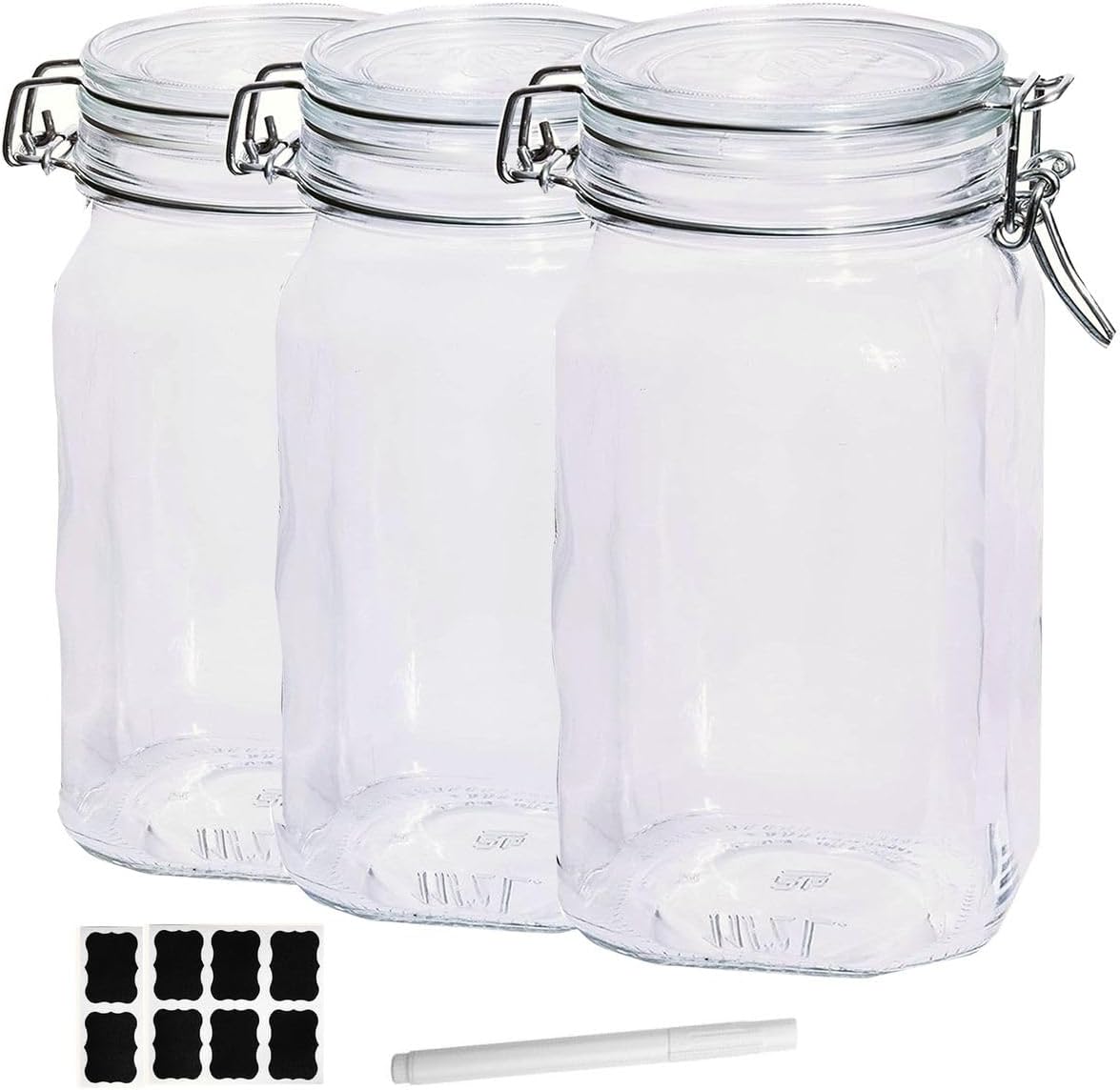 3 Pack (2.3L) Airtight Glass Food Storage Containers Canister With Lid/Clip