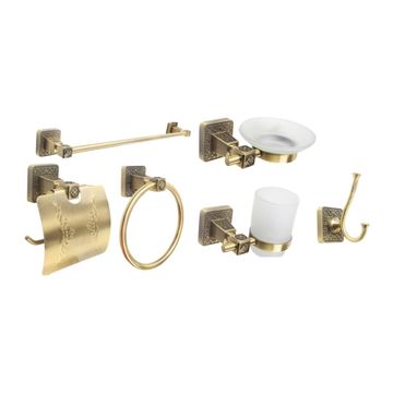 BATHROOM ACCESSORIES 6PC SET - ANTIQUE GOLD