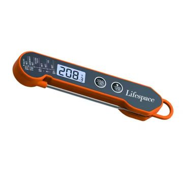 Lifespace Instant Read Waterproof Folding Meat Thermometer - Orange & Black