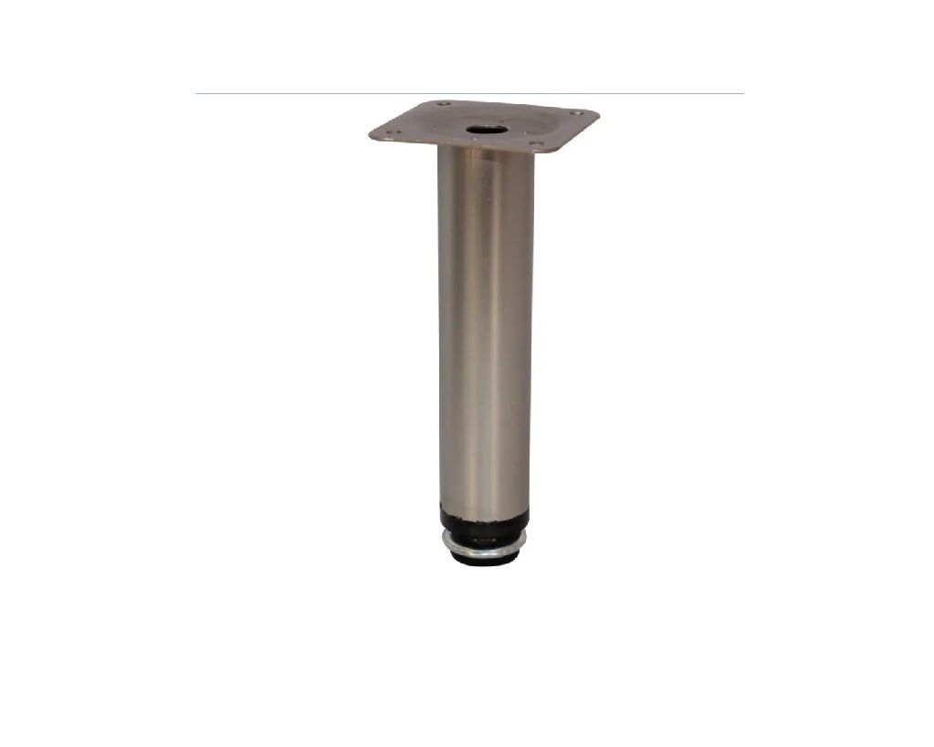 Round Tube Leg, Adjustable, H150mm x 30mm, Satin Chrome