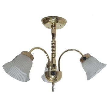 Litex Lamps 3 Light Ceiling fitting with Ringed Column and Rippled Glasses