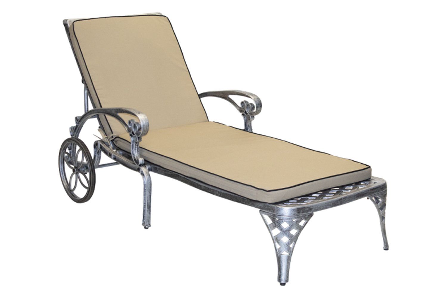 Aluminium Frill Sun Lounger Cushion (Deluxe Beige)