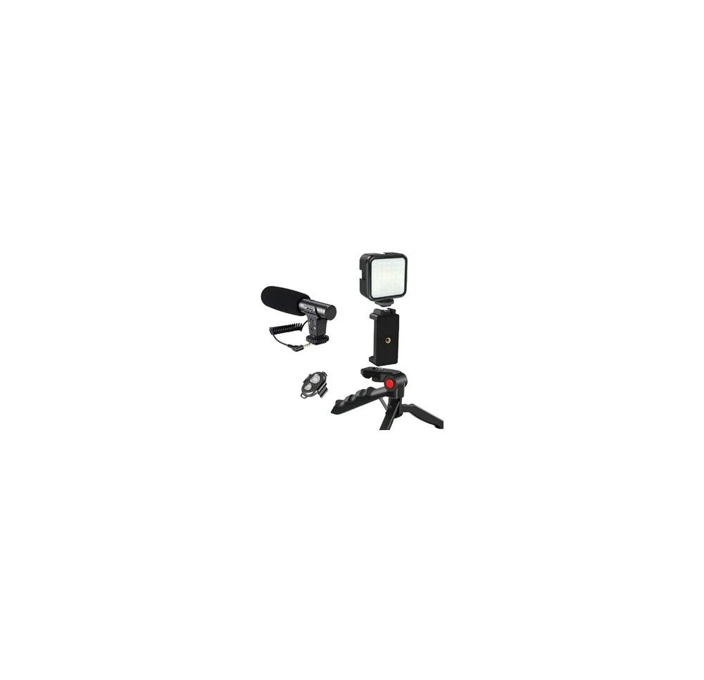 LENA Professional Vlogging Kit With Tripod LED Video Light And Phone Holder Tripod, Tripod Kit (Black, Supports Up to 5 kg)