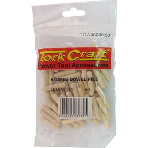 Dowels 6x30mm 50 Per Bag (Birch Wood) - 3 Pack