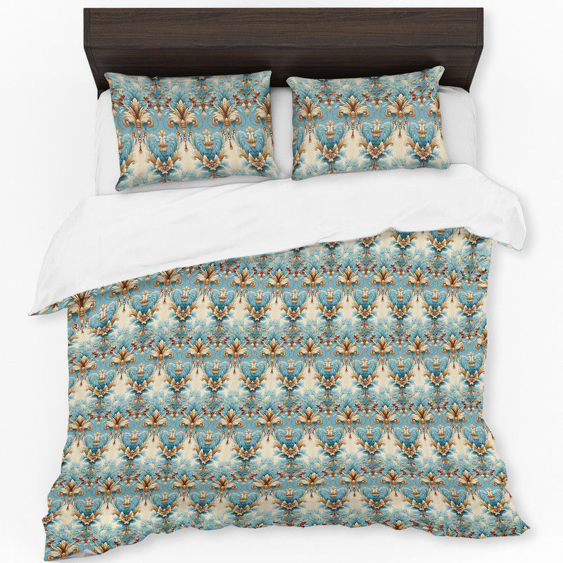 Duvet In Teal And Cream Duvet Cover Set King