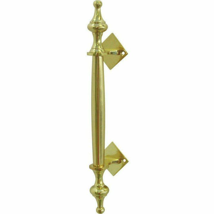 Solid brass pull handle with finials  - 220mm