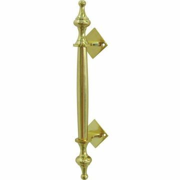 Solid brass pull handle with finials  - 220mm