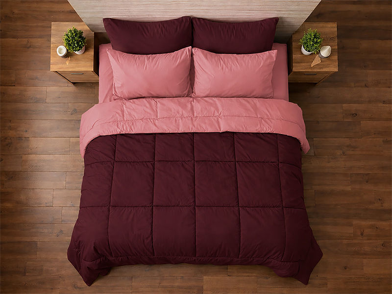 Everyday Collection Reversible Comforter Set - 90 GSM - King - Super King - Pomegranate - Old Rose (06 Sets)