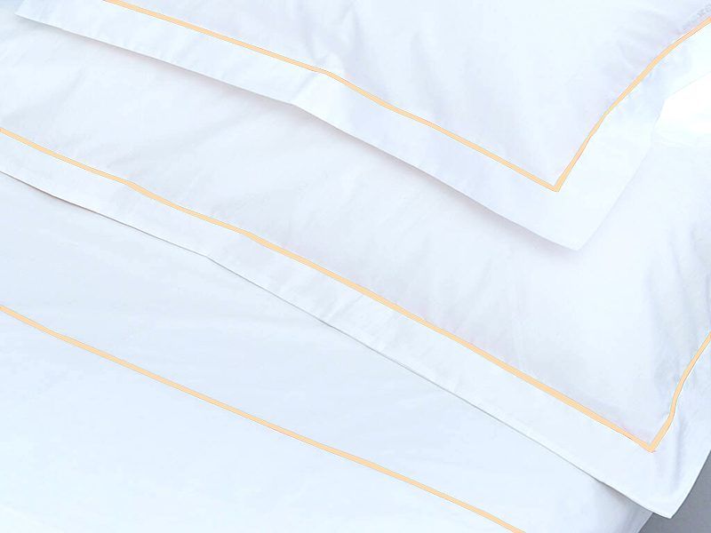 Rey's Fine Linen - Egyptian Collection - Oxford Satin Stitch Pillow Cover-Creame Bulee-Standard (01 Set)