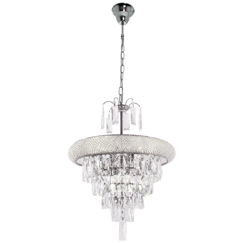 Polished Chrome Chandelier with Crystals