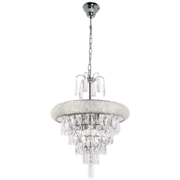 Polished Chrome Chandelier with Crystals