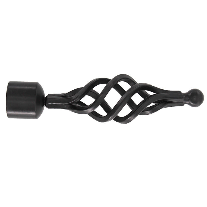 Matoc Designs Finial for 32mm Curtain Pole - Metal Big Basket - Black (Pack of 2)