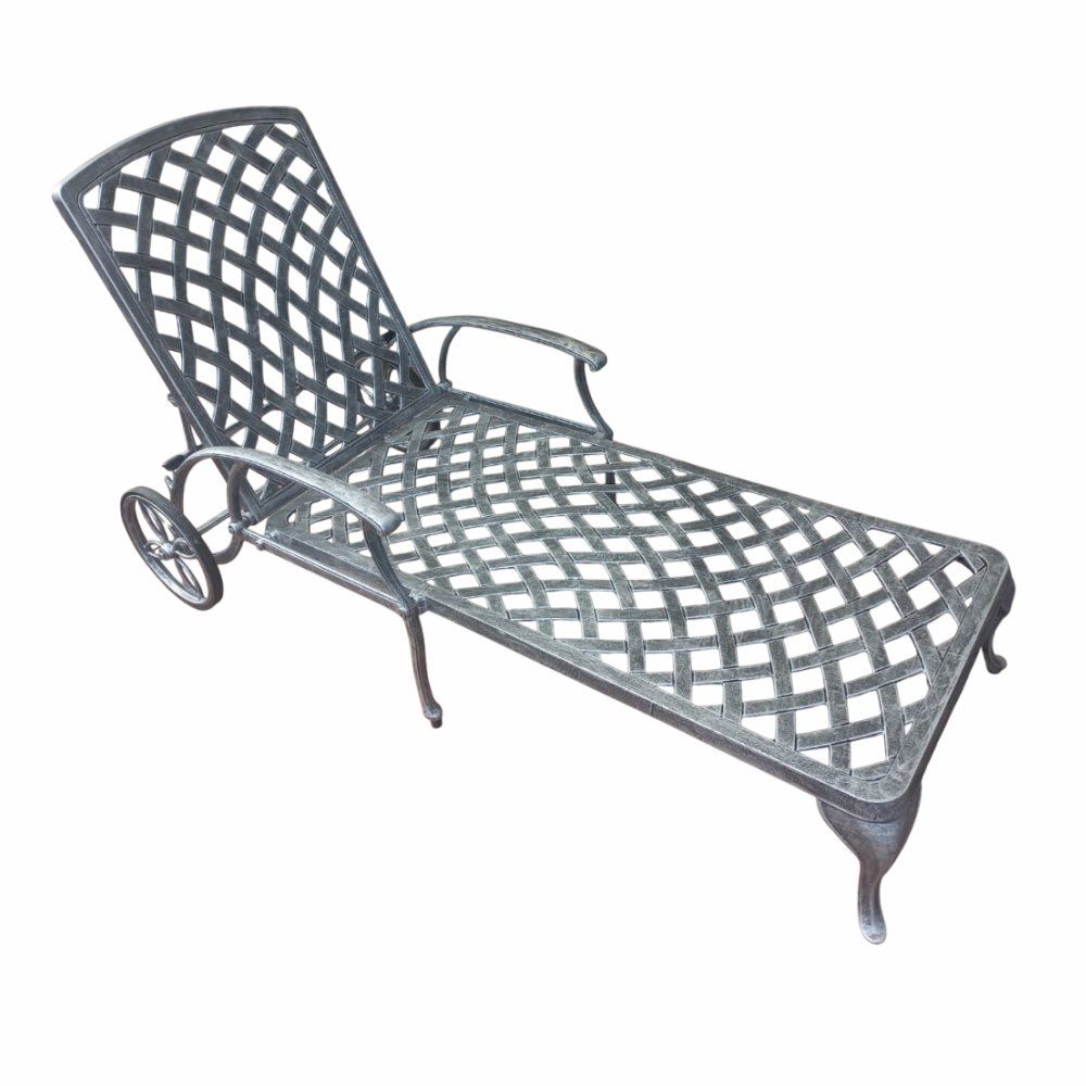 Aluminium Sun Lounger (Silver, Beige Cushion)