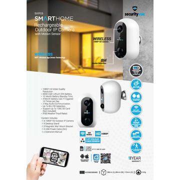 SVIPC6 Securityvue Smart Home Rechargeable Outdoor IP Camera with Motion Sensor
