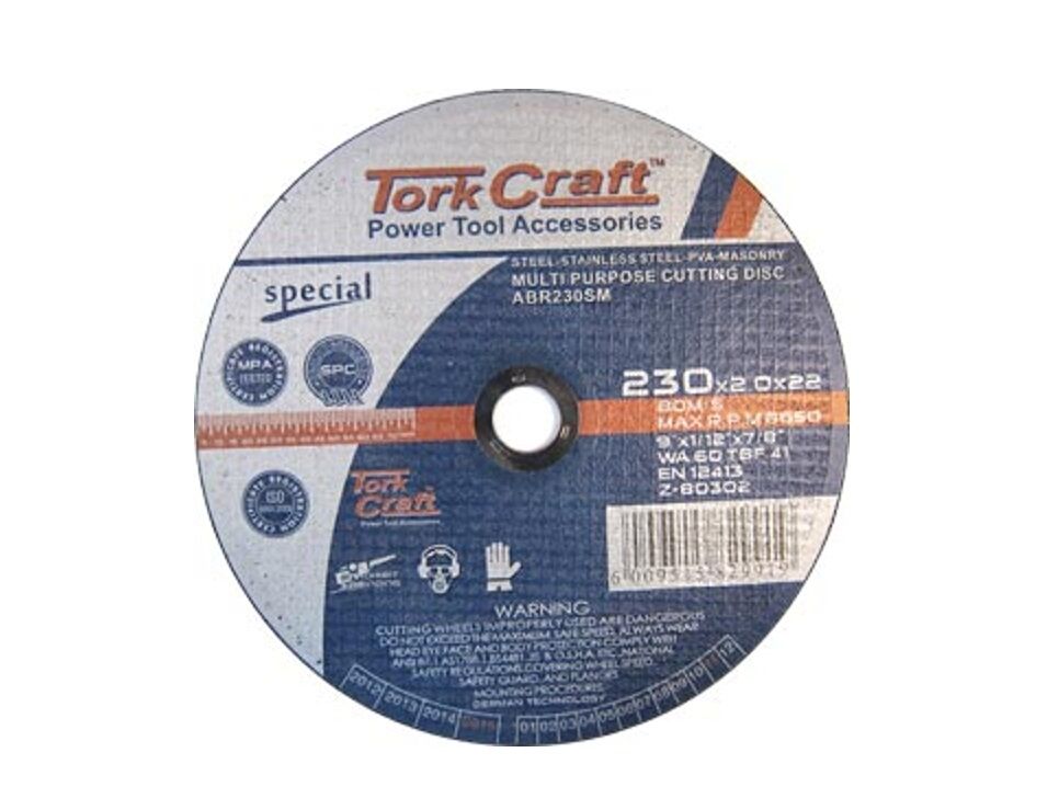 Tork Craft - Cutting Disc - Multi Purpose - 230mm x 2mm x 22.2mm - 4 Pack