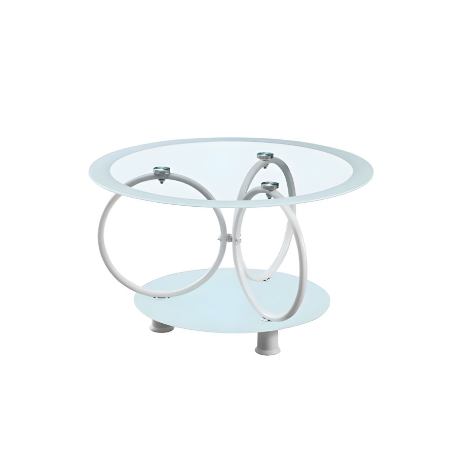 Aesthetic Round Shaped Glass Top Coffee Table with Unique Metal Frame CT-12