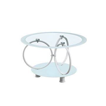 Aesthetic Round Shaped Glass Top Coffee Table with Unique Metal Frame CT-12