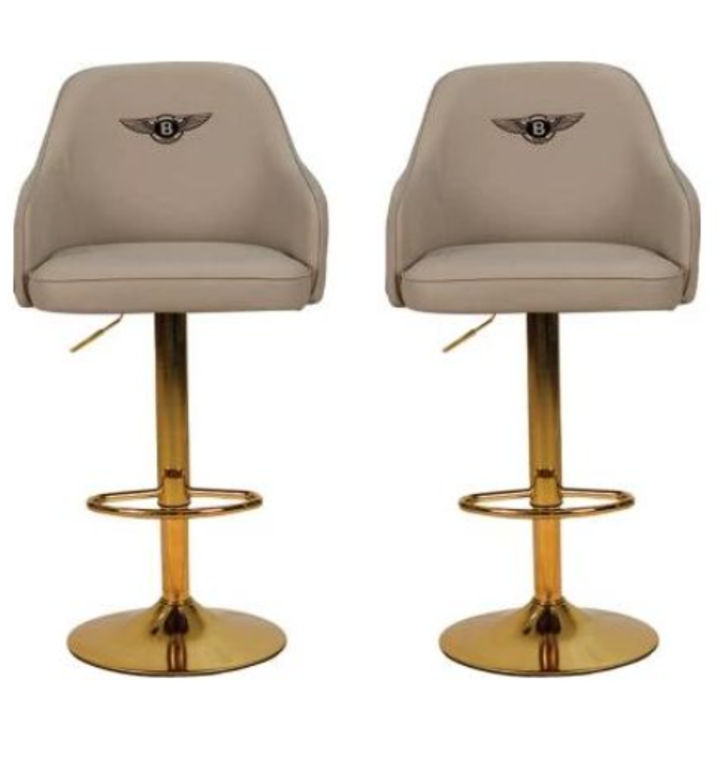 2 Pack Modern Grey Bar Stools with Gold Base