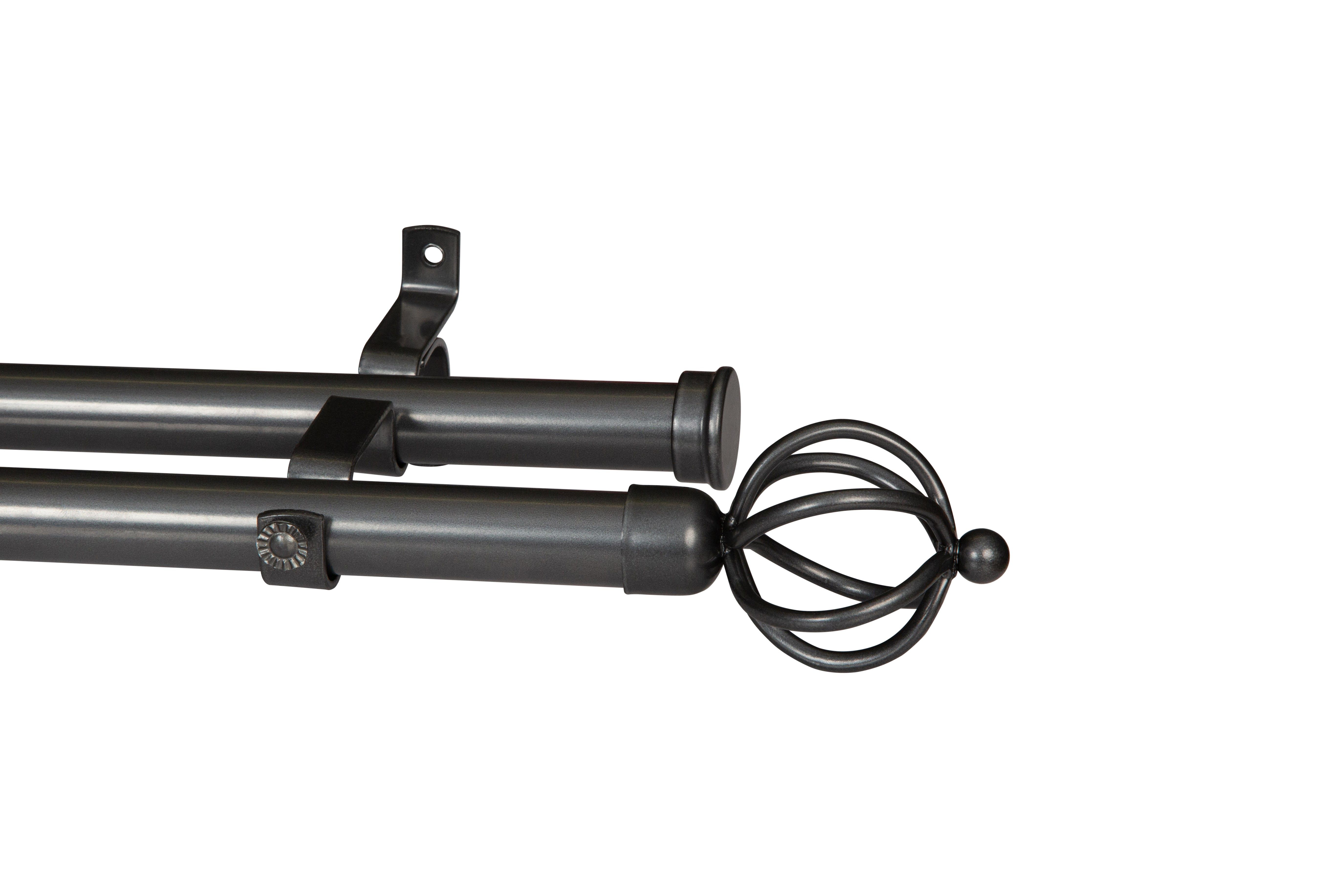 28MM DOUBLE POLE SET-BASKET FINIAL-GUN METAL-3M
