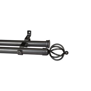 28MM DOUBLE POLE SET-BASKET FINIAL-GUN METAL-2.5M