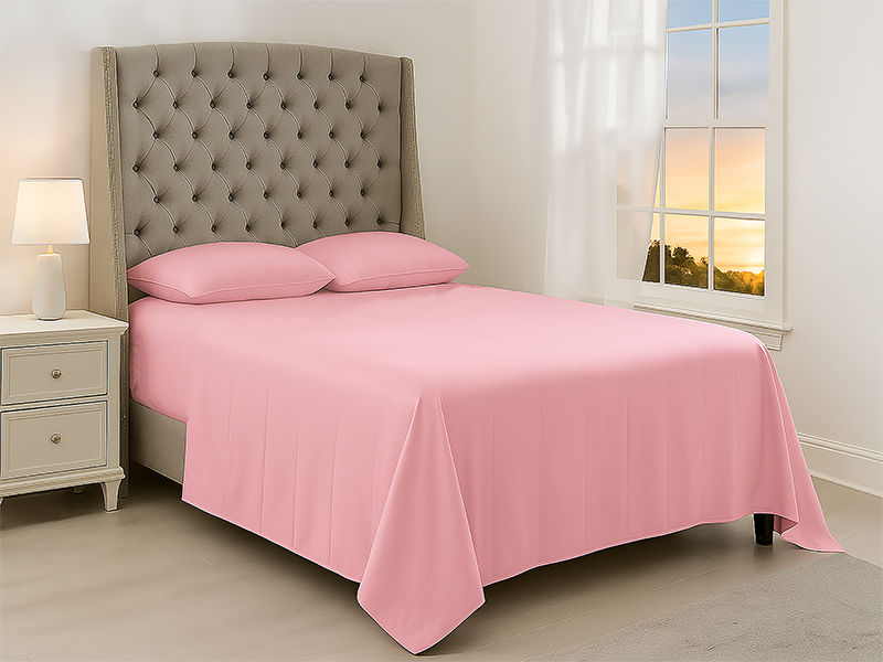 Everyday Collection Flat Sheet - 90GSM -Pink Frosting - Queen XL(30pc)