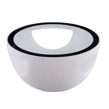 B007C Round Coffee Table - White with black ring clear tabletop