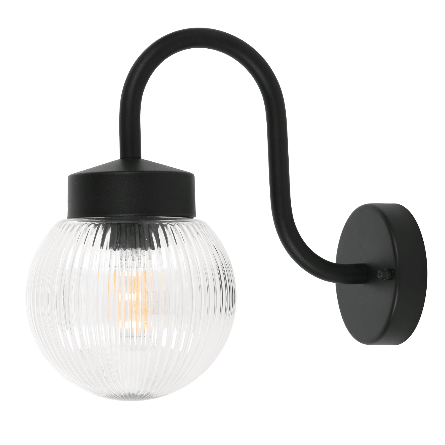 Zebbies Lighting Rae Black Outdoor Wall Light with Lined Glass