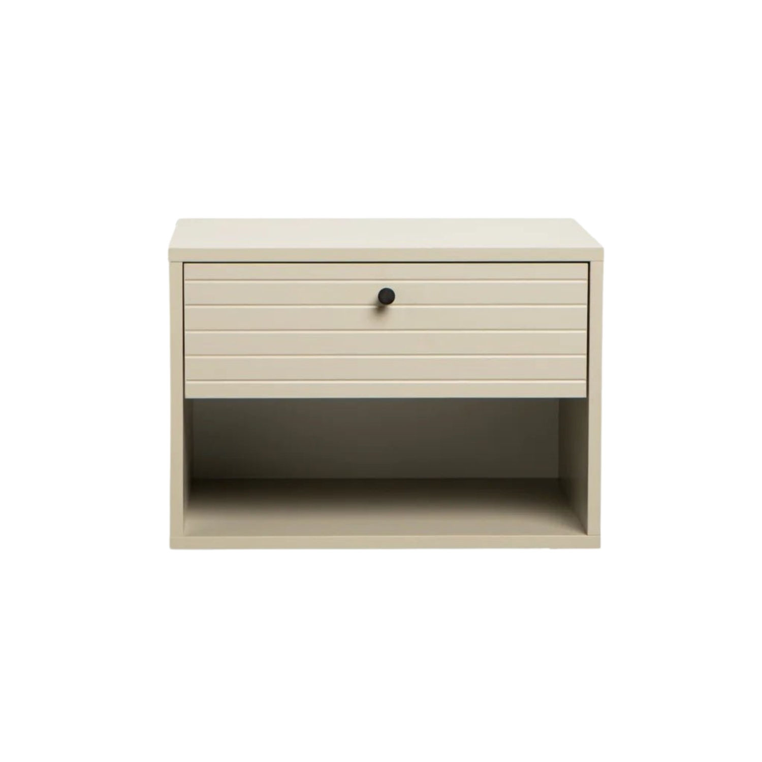 Floating Slatted Bedside Table with Drawer