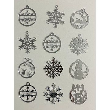 Silver Acrylic Mirror Christmas Tree Ornaments