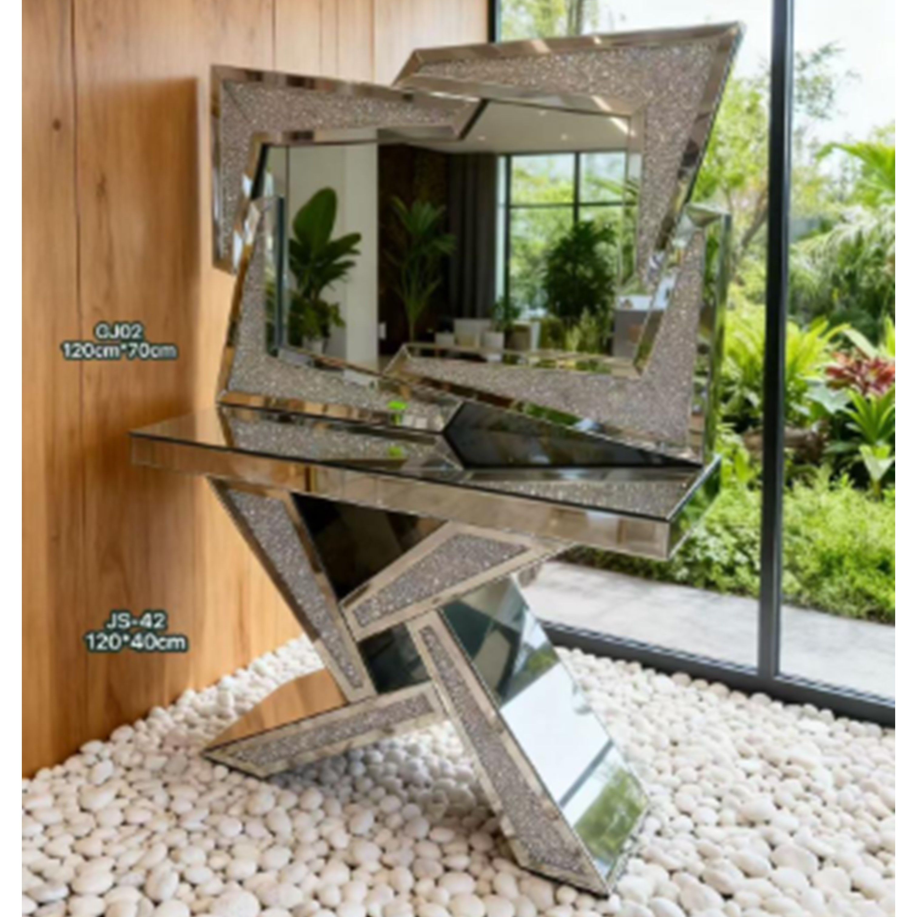 Madiega Furniture - Glittering Angular Console And Mirror Set